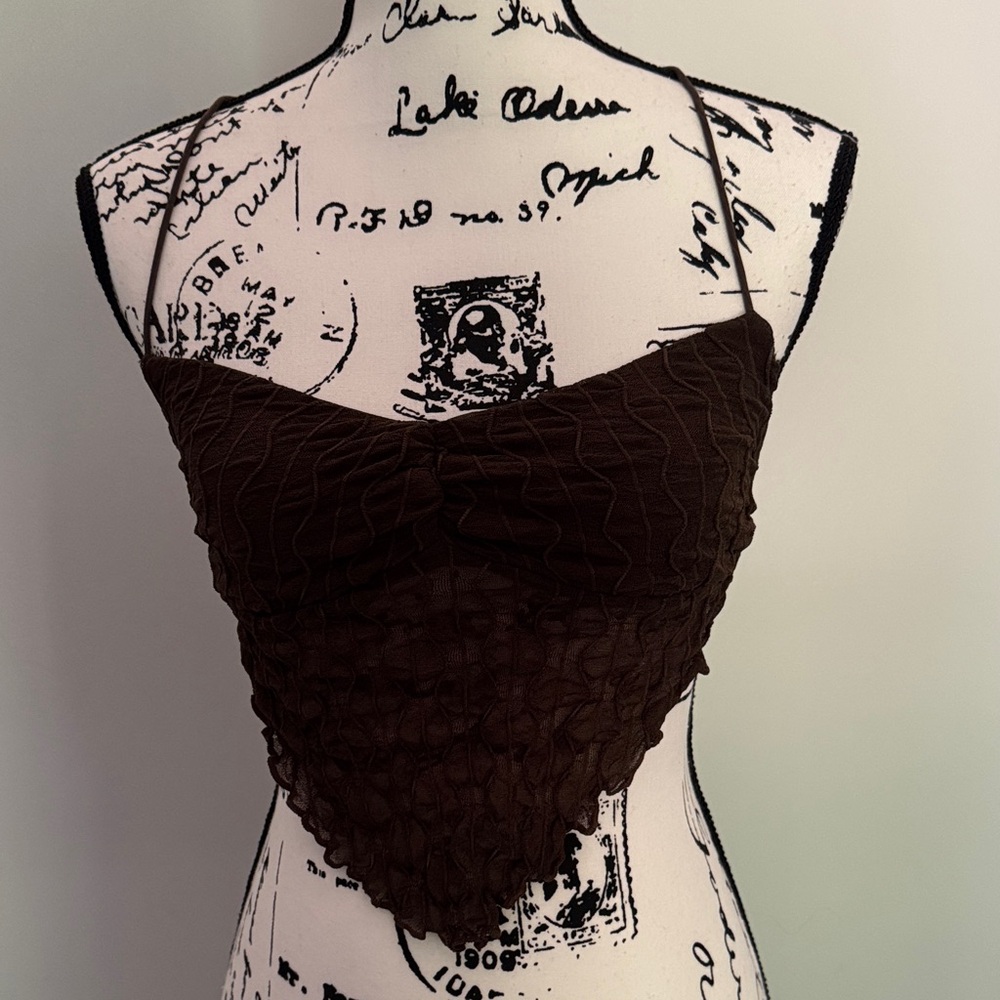 SHEIN Brown Lace-Up Top
